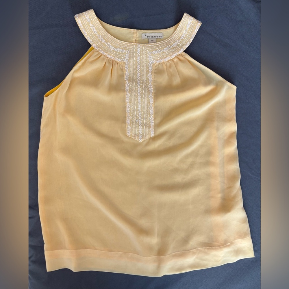 Forever 21 High-Neck Sleeveless Embroidered Blouse NWOT
